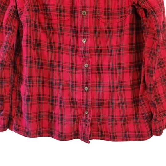 Duluth Trading Flannel Shirt Womens Medium Red Plaid Free Swinging Button Front - Picture 5 of 9